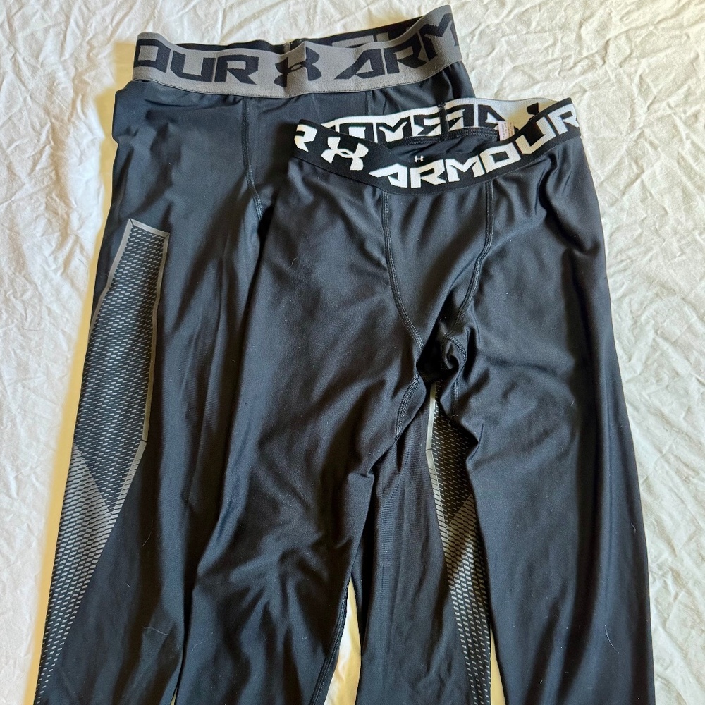 Under Armour Boys Youth Compression Tights Black size large 3/4 length